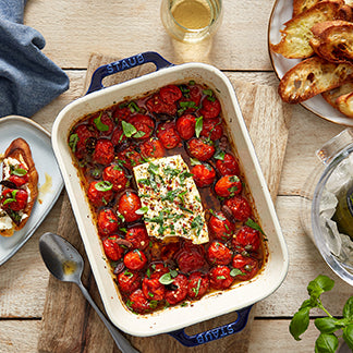Baked Feta with Tomatoes, Capers, & Olives
