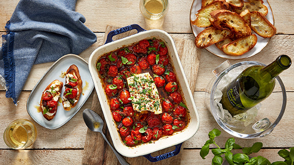 Baked Feta with Tomatoes, Capers, & Olives