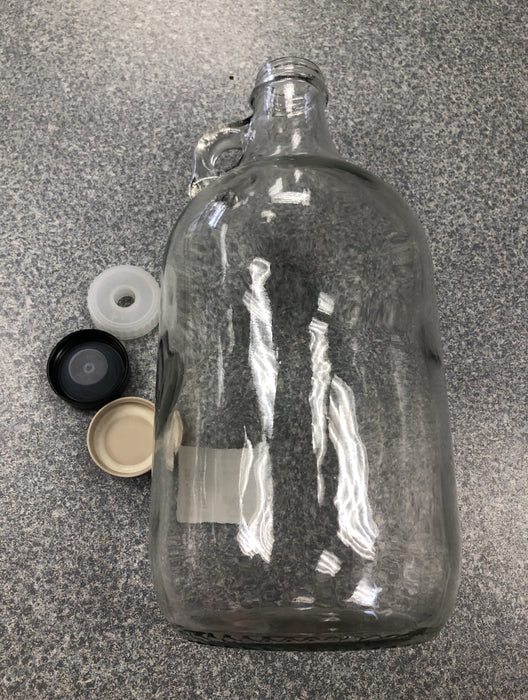 1/2 Gallon Jug with Lid Options (38mm Polyseal, 38mm metal, and 38mm with hole for airlock)